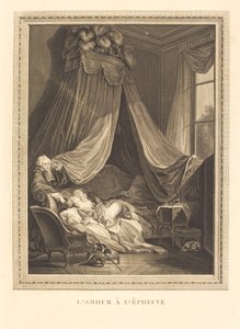 Kärlek på prov av Jacques Firmin Beauvarlet after Pierre Antoine Baudouin