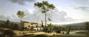 Landskap med figurer av Jacques Francois Joseph Swebach