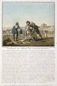 Sebastien le Prestre de Vauban (1633-1707) vid belägringen av Valenciennes (1677), graverad av Jean Baptiste Morret (fl.1790-1820), 1790 (färgad litografi) av Jacques Francois Joseph Swebach