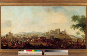 Utsikt över det militära manövreringslägret som upprättats under befäl av prinsen av Conde nära Saint Omer från 5 augusti till 25 september 1788. Detta är Louis V Joseph de Bourbon-Conde (1736-1818). Målning av Jacques Francois Joseph Swebach (1769-1823) 1 av Jacques Francois Joseph Swebach