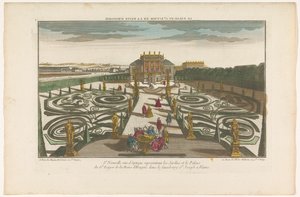 Utsikt över trädgården och palatset av en officer av drottningen av Ungern i en förort till Wien Le palais du gd ecuyer de la reine d