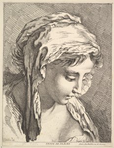 Head of a Woman, mitten till slutet av 1700-talet. av Jacques Gabriel Huquier