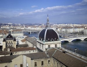 Barockarkitektur: Dome of the Hotel Dieu (1741 - 1748) av arkitekten Jacques Germain (Jacques-Germain) Soufflot (1713-1780). Lyons, Rhone (69).