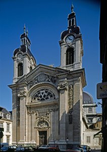 Utsikt över kapellet på Hotel Dieu (Hotel-Dieu) (1100-1200-talet) omgjord av arkitekten Jacques Germain Soufflot (1713-1780). Lyon, Rhone