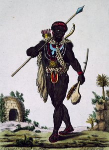 Man från Namaquas stam, Afrika, gravyr från Encyclopedia of voyages av Jacques Grasset de Saint Sauveur