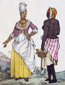 Svart kvinna och mulattkvinna av Santo Domingo, färggravyr från teckning av Labrousse av Jacques Grasset de Saint Sauveur