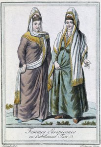 Europeiska kvinnor i turkisk klädsel - i "" Encyclopédie des voyages"" av Grasset Saint Sauveur, red. Paris 1796 av Jacques Grasset de Saint Sauveur