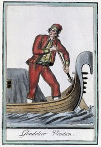Gondolier i Venedig - i "" Encyclopedia of Travels"" av Grasset Saint Sauveur, red. Paris 1796 av Jacques Grasset de Saint-Sauveur