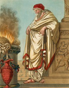 Grand Pontiff, av Jacques Grasset de Saint-Sauveur (1757-1810), gravyr från antikens Rom, eller historisk och bildlig beskrivning av allt som har med romerska människor att göra, deras militär, seder, religiösa och offentliga liv av Jacques Grasset de Saint Sauveur