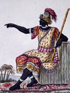 King of Loango, färgstick från teckning av Labrousse (aktiv 1796), från Encyclopedia of voyages, av Jacques Grasset de Saint-Sauveur (1757-1810) av Jacques Grasset de Saint-Sauveur