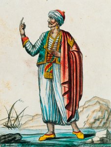 Mansdräkt från barbariska och muslimska stater, färgstick från teckning av Labrousse (aktiv 1796), från Encyclopedie des Voyages, av Jacques Grasset de Saint-Sauveur (1757-1810) av Jacques Grasset de Saint Sauveur