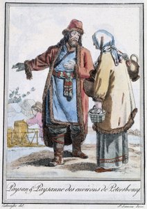 Peasant and Peasant of Petersburg - i "" Encyclopedia of Travels"" av Grasset St Sauveur, red. 1796 av Jacques Grasset de Saint-Sauveur