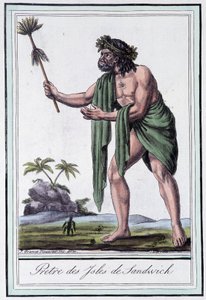 Präst på Sandwichöarna - i "" Encyclopedia of Travels"" av Grasset Saint Sauveur, red. Paris 1796 av Jacques Grasset de Saint-Sauveur