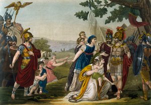 Våldtäkt av sabinskvinnor, av Jacques Grasset de Saint-Sauveur (1757-1810), gravyr från antikens Rom, eller historisk och bildlig beskrivning av allt som har med det romerska folket att göra, deras militär, seder, religiösa och offentliga liv av Jacques Grasset de Saint Sauveur