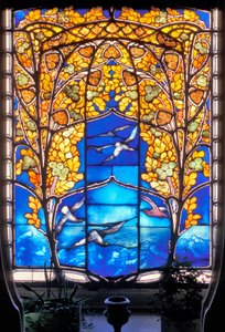 Nancy (avdelning 54), Art Nouveau, Hotel Bergeret, Målat glasfönster "rosor & måsar" (foto)