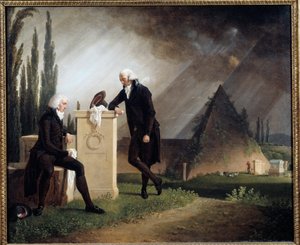 Roman Elegie eller "Dubbelporträtt på den protestantiska kyrkogården i Rom" Symboler för Franc Maconnerie är representerade. Målning av Jacques Sablet (1749-1803) 1791 Brest, Musee des Beaux Arts - Roman Elegy eller "" Dubbelporträtt på den protestantiska 
