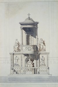 Design för en predikstol, c.1825 (penna och bläck och wc på papper)