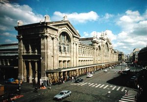 Utsikt över fasaden på Gare du Nord, byggd 1861-63
