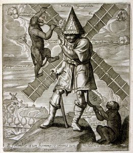 1600-talsgravyr ur en samling ordspråk. Paris 1657-1663. Av Jacques Lagniet (1620-1675). Fransk gravör. Från honom många samhällskritiska gravyrer och hånbilder som t.ex. hans ibland groteska och fantastiska illustrationer av Jacques Lagniet