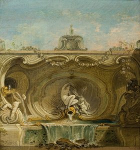 Fontän design. Naiad och Putto, ca. 1740. av Jacques Lajoue de