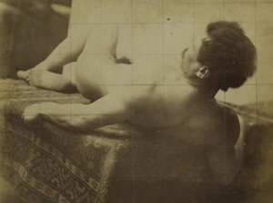 Studie av en manlig nakenmodell liggande i Jacques de Lalaings studio av Jacques Lalaing (attributed to)