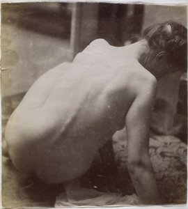 Studie av en kvinnlig nakenmodell, sedd bakifrån, i Jacques de Lalaings studio, förstudie för element till en fontän vid Musee des Beaux arts, Tournai och för en cirkulär fontän av Jacques Lalaing (attributed to)