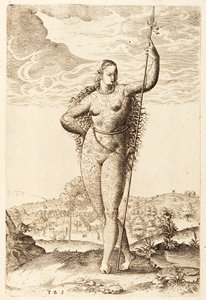 En ung piktisk kvinna, c1585 (bw gravyr)