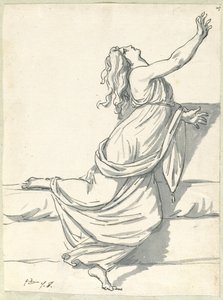 En upprörd kvinna med huvudet slängt tillbaka av Jacques Louis David