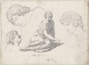 Tärningskastare och andra studier efter antika skulpturer av Jacques Louis David