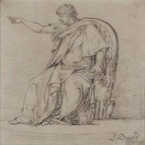 Draperad figur, sent 1700-tal (penna på papper) av Jacques Louis David