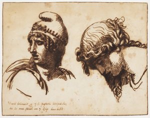 En kvinnas och ett husdjurs huvud av Jacques Louis David