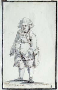 Franska revolutionen: "" Caricature de Mirabeau-Tonneau"" Andre Boniface Louis Riquetti (1754-1792), Viscount de Mirabeau, känd som "Mirabeau-Tonneau" (Mirabeau Tonneau) fick smeknamnet på tunnan på grund av dess korpulens. Teckning i brunt tusch av Jacque av Jacques Louis David