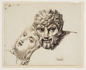 Huvuden av en faun och en liggande kvinna av Jacques Louis David