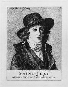 Louis Antoine Leon de Saint-Just, graverad av Frederic Desire Hillemacher (1811-86) 1869 av Jacques Louis David