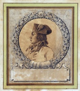 Philippe Francois Joseph Le Bas - Porträtt av Philippe-Francois-Joseph Le Bas (1764-1794) av Jacques Louis David (1748-1825), ca. 1793 - Penna, pensel, bläck på papper, D 15.2 - Privat samling av Jacques Louis David