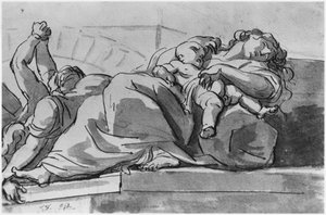 Pestepisod (penna och indisk bläcktvätt på papper) av Jacques Louis David