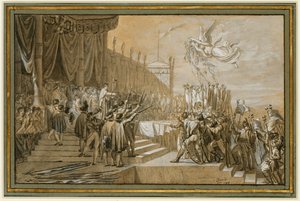 Predikan som armén höll för kejsaren efter utdelningen av ... av Jacques Louis David