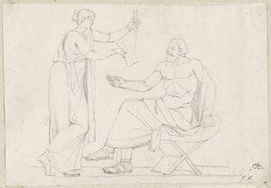 Sokrates och Diotime av Jacques Louis David