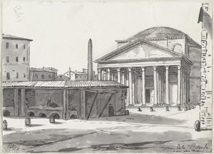 Pantheon sett från Piazzan av Jacques Louis David