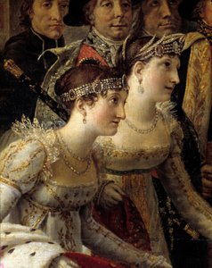 Napoleons rite. Detalj som representerar Madame de la Rochefoucault och Madame Lavalette under kejsar Napoleon I Bonapartes sakra och kröningen av Imperatrice Josephine vid Notre-Dame de Paris den 2 december av Jacques Louis David
