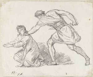 Krigare som griper en knästående figur av Jacques Louis David