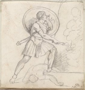 Krigare med sköld och fackla av Jacques Louis David