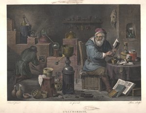 Alkemisten efter målning av David Teniers, sent 1700-tal. av Jacques Louis Perée