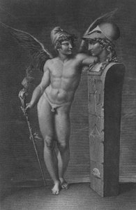 The Spirit of Liberty etablerar visdomens imperium på jorden, efter 1791. av Jacques Louis Perée