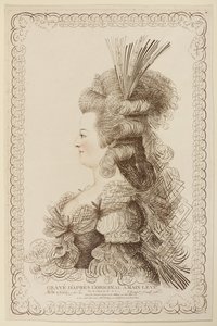 Kalligrafiskt porträtt av Marie Antoinette, 1787 (etsning och gravyr) av Jacques Louis Petit