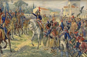 Napoleon Bonaparte vid sin ankomst till den ockuperade staden Nice av Jacques Marie Gaston Onfray de Breville (Job)