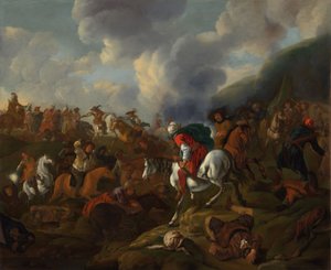 En kavallerisammanstötning mellan turkiska och österrikiska trupper av Jacques Muller