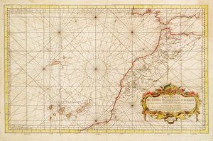 Karta över Afrikas nordvästra kust, från Gibraltarsundet till Kanarieöarna