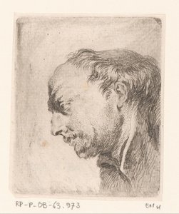 Huvud av en kalende man Samling av olika doodles och etsningsprov (...) (serietitel) av Jacques Philippe Le Bas