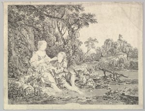 Pensant-ils au Raisin Are They Thinking About the Grape, 1700-talet. av Jacques Philippe Le Bas